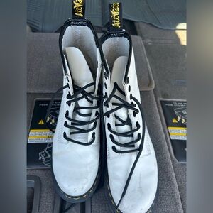 White Dr Martin Lace-Up Men's Boot with Black Trim